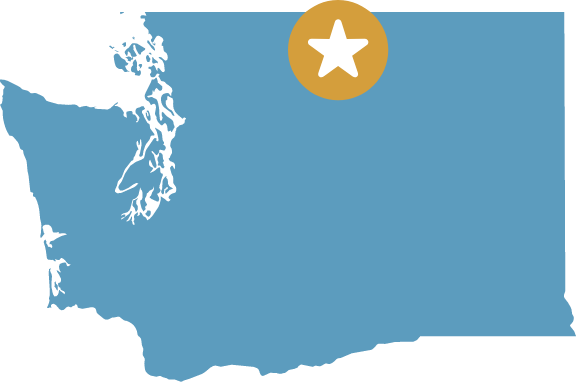 WA state map illustration showing methow valley map marker
